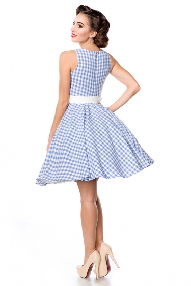 Retro 50s gingham swing jurk blauw